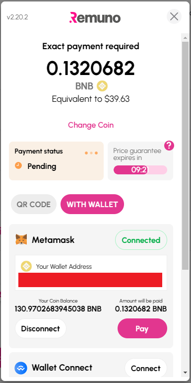 Crypto payment - with wallet