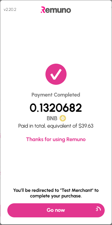 Crypto payment - return to merchant